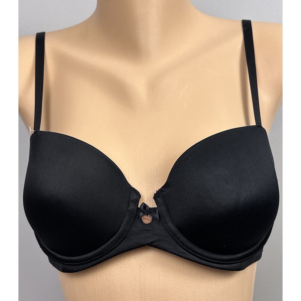Spanx Bra La Mode Bra 32C Balconette Black Lined Underwire Lined